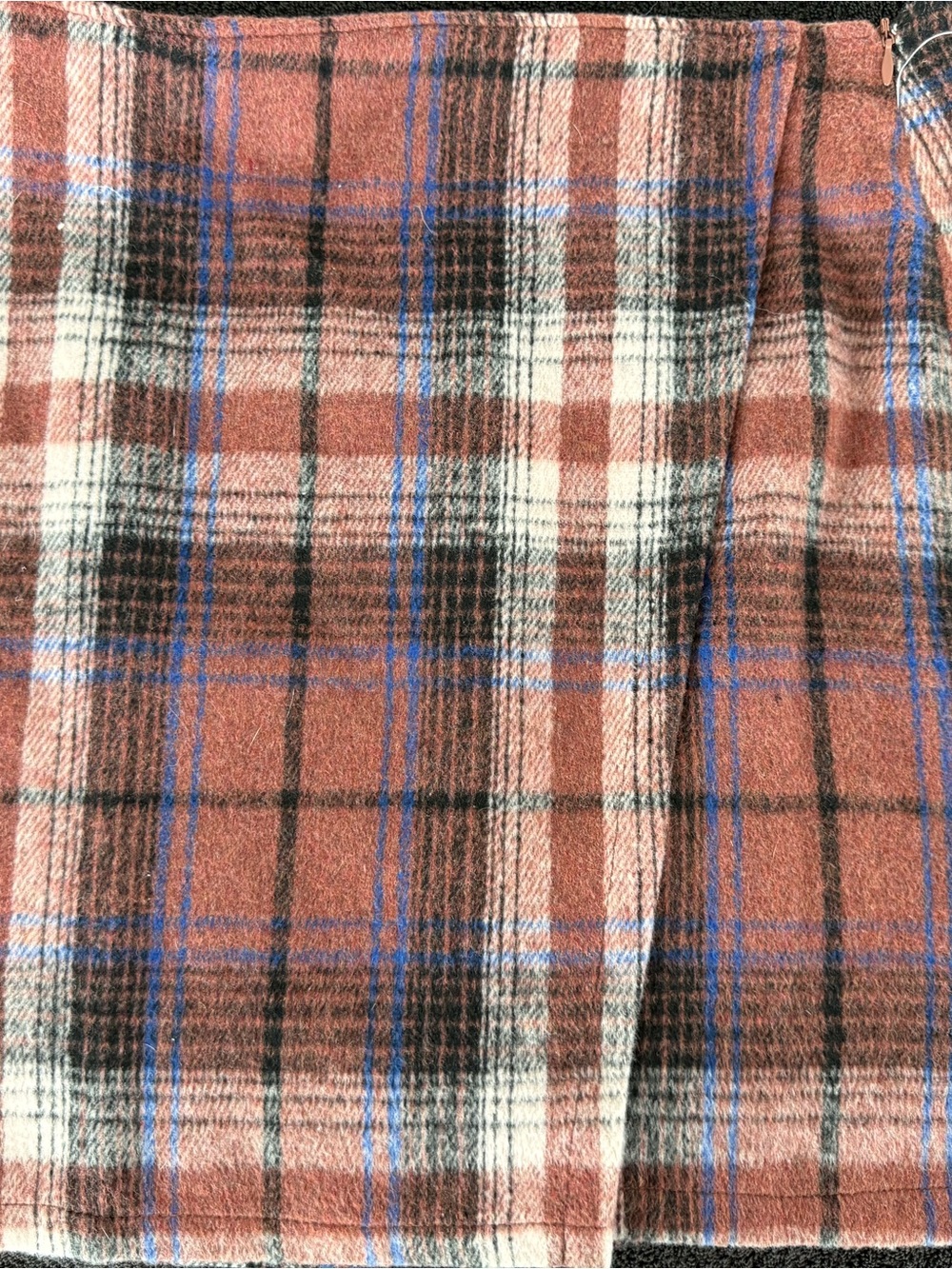 Tinseltown Rust Plaid Mini Skirt with Blue and Black Accents
